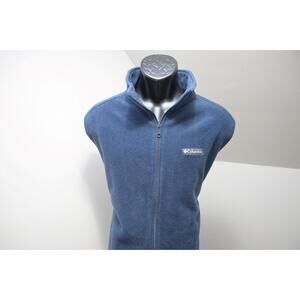 Columbia Fleece Vest Blue Full Zip Camp Sweater Hiking Trek Mens Size Large